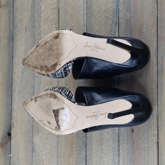 Sam Edelman Woman's  Leather Monroe  Heels  Black White - Picture 5 of 12